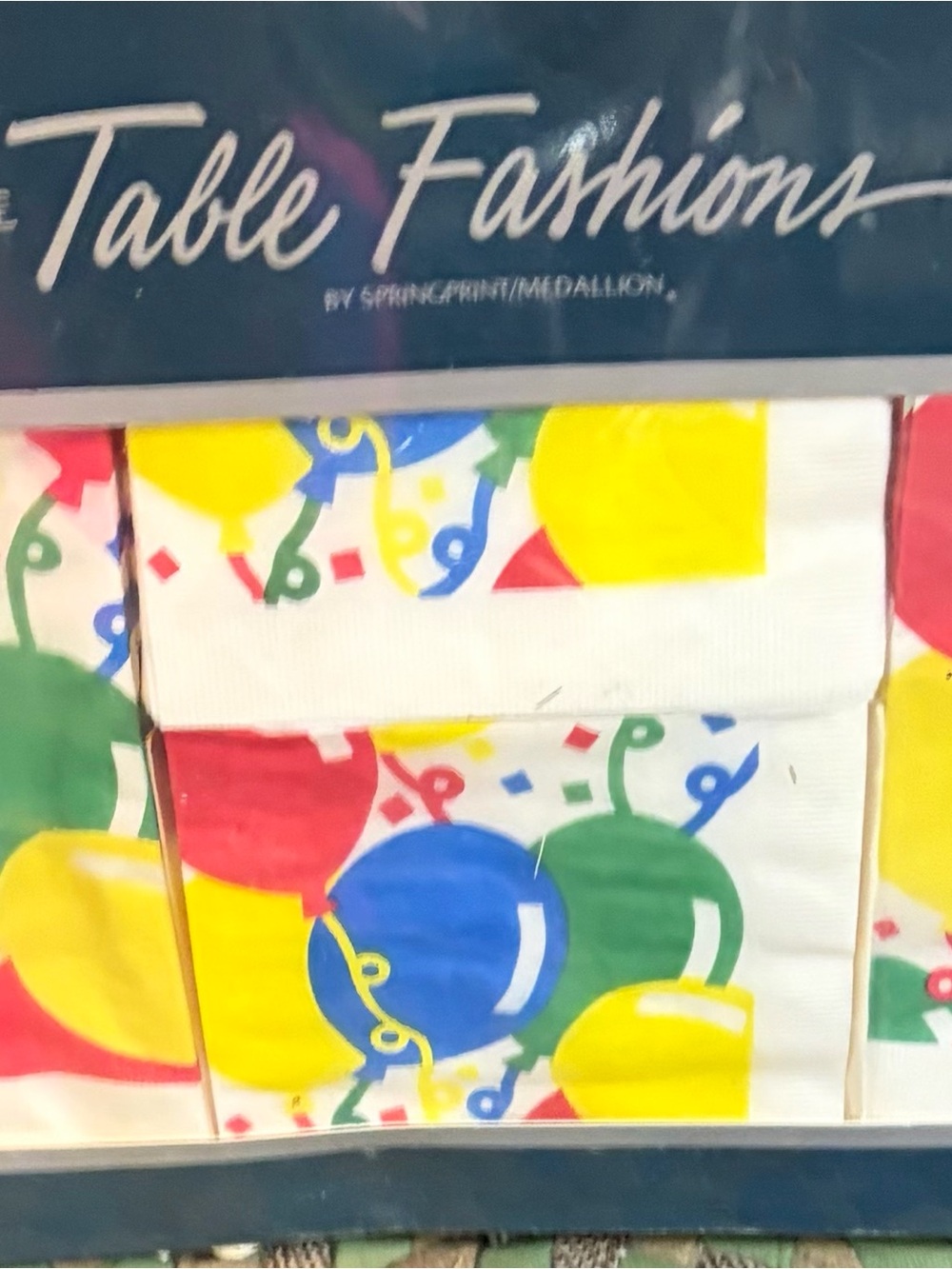 Vintage Party Balloon Napkins and Plates - Blue, Red, Yellow, Green